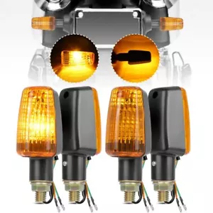 4PCS Motorcycle Turn Signals Blinker Light Black Amber For Yamaha Kawasaki Honda - Picture 1 of 9