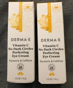 New Lot of 2 Boxes Derma-E Vitamin C No Dark Circles Perfecting Eye Cream 2x14g - Picture 1 of 4
