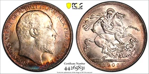 Great Britain 1902 King Edward VIII Crown PCGS MS-63 Rainbow Toned - Picture 1 of 3
