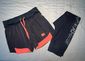 Conjunto de calzas y pantalones cortos para correr Love & Sports para mujer M (talla 8-10) naranja negro - Imagen 1 de 13