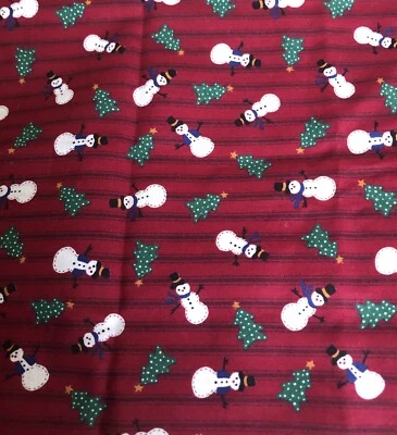 Cranston Prints Works Winter Snowman Evergreen Tree 14” X 44” - Image 1 of 2