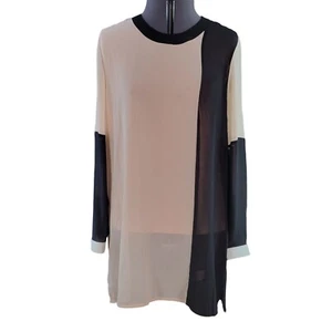 Calvin Klein Pink Color Block Long Sleeve Blouse Sz M - Picture 1 of 13