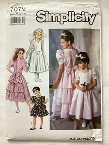 SIMPLICITY Sewing Pattern 7079 Child's Dress Size 2 - 6 X Vintage 1990 UNCUT - Picture 1 of 7