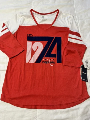 Women's Fanatics Washington Capitals Waves Blocked Tee Size Large Cover