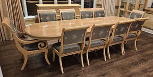 Bernhardt Conservatory Collection Birdseye Maple Dining Room Table, Chairs 17 Pc - Picture 1 of 24