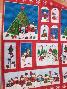 Winter Wishes Presents Cotton Christmas Fabric Panel Tags WIndham    - Picture 1 of 2
