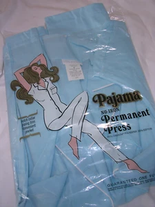 #J VINTAGE USA 70'S WOMENS 2 PC COTTON BLEND PAJAMAS SET NEW IN PKG STARDUST 40 - Picture 1 of 2