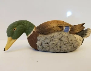 Vtg Rustic Country Porcelain Figurine Statue Hand Paint MALLARD DUCK BIRD 4.75" - Picture 1 of 6