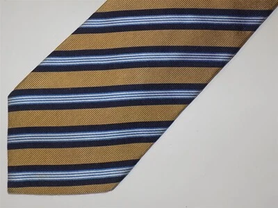 Corbata de seda BANANA REPUBLIC dorada azul marino y plateada 58" x 3 3/4" Foto 1 de 2