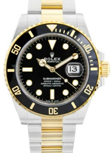 NOS Rolex Submariner Date 18k Gold Steel Ceramic Black 41mm Watch B/P '21 126613 - Picture 1 of 11