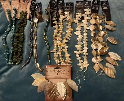 LOT OF 15 - Blue Moon Lampwork Glass, Shell, Fresh Water Pearl Beads Pendants - Изображение 1 из 4