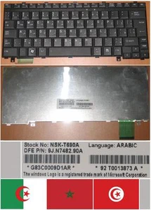 CLAVIER QWERTY ARABE TOSHIBA U300 U305 NSK-T690A 9J.N7482.90A - Picture 1 of 1