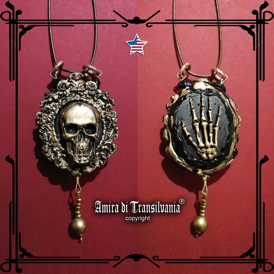 Black Magic Talisman Pendant Skull Amulet Dark Voodoo Evil Ritual Hand Help Bib - Image 1 of 4