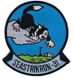 VS-31 TOMCATS PATCH US NAVY ANTI-SUBMARINE SQUADRON ASW PIN UP SEASTRIKRON 31 - Picture 1 of 23