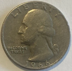1966 Washington Quarter No Mint Mark Circulated Coin - Picture 1 of 5