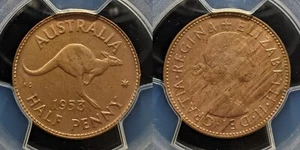 1953 A Half Penny 1/2d Australia PCGS MS63RB CHOICE UNC #3842 - Picture 1 of 7