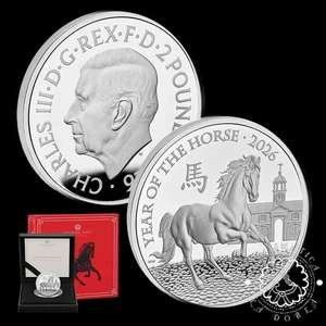 2025 - 2 LIBRAS Plata PROOF - Año Lunar - Caballo - REINO UNIDO - Picture 1 of 5
