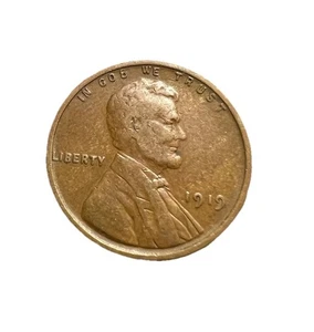 1919 Lincoln Wheat Penny Fine RB Die Crack Mint Error Rare Coin Variety DDO DDR - Picture 1 of 13