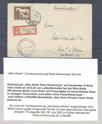 Dt. Feldpost 2. WK, Brief 1944 "Wim-Stelle" - Tarnbezeichnung aus Rees (10253) - Bild 1 von 2