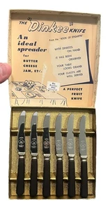 Vintage The "Dinkee" Messerstreuer 6er Set Edelstahl Butter Marmelade Käse NEU! - Bild 1 von 5