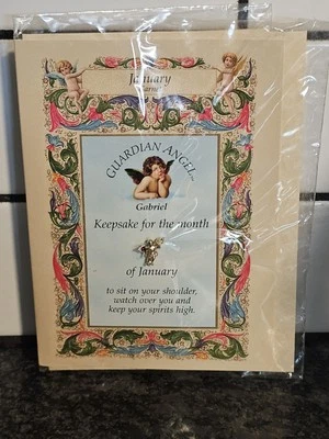 Guardian Angel Gold January Pin Lapel Birthstone Gabriel Religious Protection - Image 1 of 4