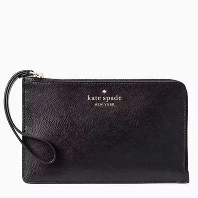 Cartera sin asas Kate Spade Staci mediana L cremallera muñeca cuero negro WLR00134 Foto 1 de 4