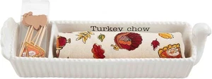 NEW Mud Pie 'TURKEY CRACKER DISH SET' Thanksgiving Fall - Picture 1 of 2