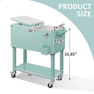 Rolling Cooler Cart 80 QT In/Outdoor Detachable Ice Garden Beverage Chest Party - Image 1 of 4