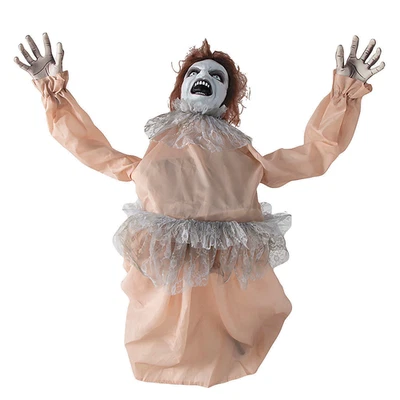 4 Ft. 3 1/4" Animated Life-Size Bent Backwards Creepy Lady Halloween Decoration - Image 1 of 2