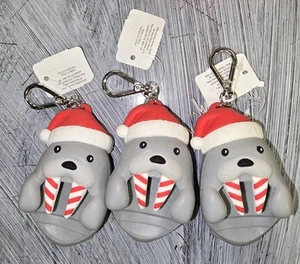 3 BATH & BODY WORKS CHRISTMAS WALRUS GEL HOLDER WITH CLIP - Picture 1 of 2