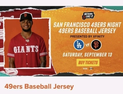 SF Giants 49ers Jersey SGA 9/13/25 NEW in Package, size XL - Image 1 of 3