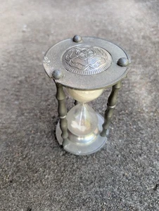 Sanduhr Glasenuhr Stundenuhr Zinn Glas Weißer Sand - Bild 1 von 2