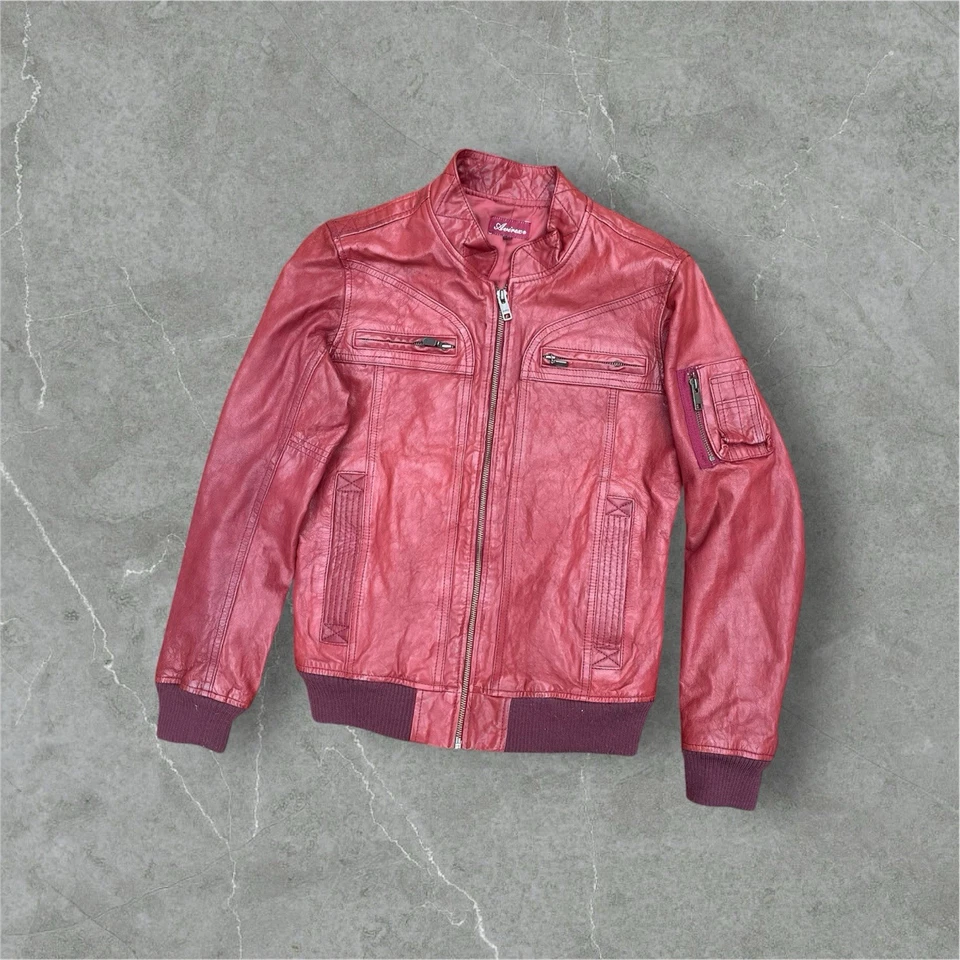 Jaqueta de couro sintético Avirex 2000s vinho tinto borgonha tamanho pequeno WMNS - Imagem 1 de 4