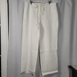 Charter Club Women's Pants XL White Linen Drawstring Stretch Waist - Picture 1 of 2