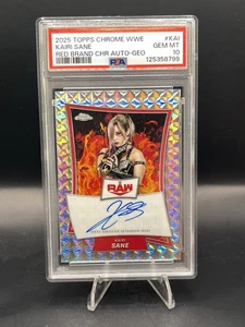 2025 Topps Chrome WWE Kairi Sane Red Brand Auto Geometric #RBA-KAI PSA 10 - Foto 1 di 2