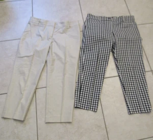 Ann Taylor The Gingham Cotton Crop Pants Women's Sz 12 Petite Black White 2 pair - Picture 1 of 6