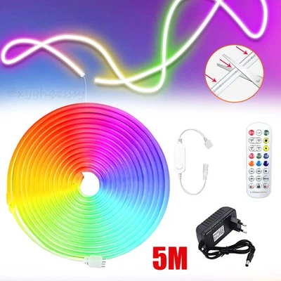 5M Neon LED Strip Streifen RGB Flex Schlauch diffus Lichtband Dimmbar APP NEU - Bild 1 von 4