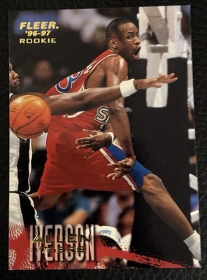 Tarjeta de novato Allen Iverson 1996/97 Fleer Baloncesto RC Philadelphia 76ers ¡HOFer! Foto 1 de 2