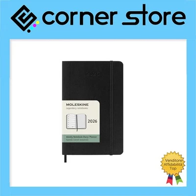 Moleskine Agenda Settimanale Orizzontale con Taccuino 2026 -Morbida -9x14cm-Nero - Immagine 1 di 4