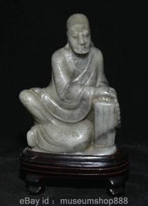 5" Old Chinese Shoushan Stone Carving Damo Bodhidharma Dharma Buddha Statue - Picture 1 of 12