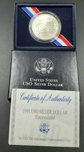 1991 USO Commemorative Silver Dollar Coin OGP - Picture 1 of 4