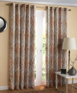 Set of 2 Printed Room Darkening Eyelet Curtain Drapes for Home Office 8 FT - Picture 1 of 4