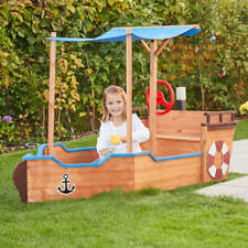 HOME DELUXE Sandkasten Boot Schiff Holz Kinder Sandbox Piratenschiff Dach Sand