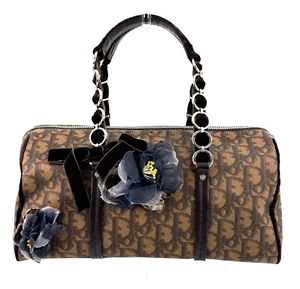 Borsa a mano DIOR Trotter romantica pelle PVC marrone mini borsa Boston autentica - Foto 1 di 24