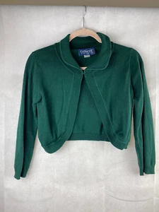 Collectif Cardigan Bolero UK 10 S Green 3/4 Sleeve Retro 50s - Picture 1 of 11
