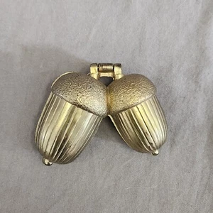 Vtg Chestnut Chocolate Mold Figural Hinged Nut- Metal Brass Japan - Picture 1 of 9