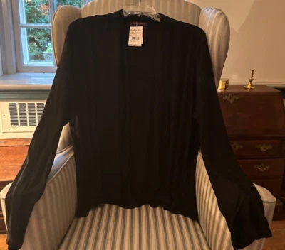 NWT. Fresh Produce Cardigan  Solid Black Bliss  Open Front   (2X) - Image 1 of 4