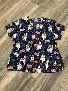 "Frosty The Snowman" Weihnachten Silvester Damen 2xl Peeling Top Krankenschwester Tierarzt Techniker - Bild 1 von 12