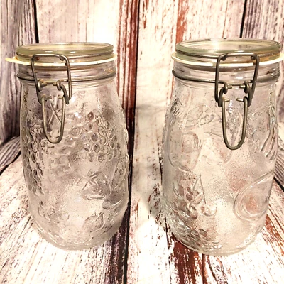 2 frascos de vidrio con cierre de alambre Leifheit de 1,5 L conserva frascos de almacenamiento de vidrio con sello de goma. Foto 1 de 4