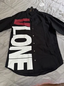 Vlone Sideways Long Sleeve Button Up Shirt Black Size Small New - Picture 1 of 8